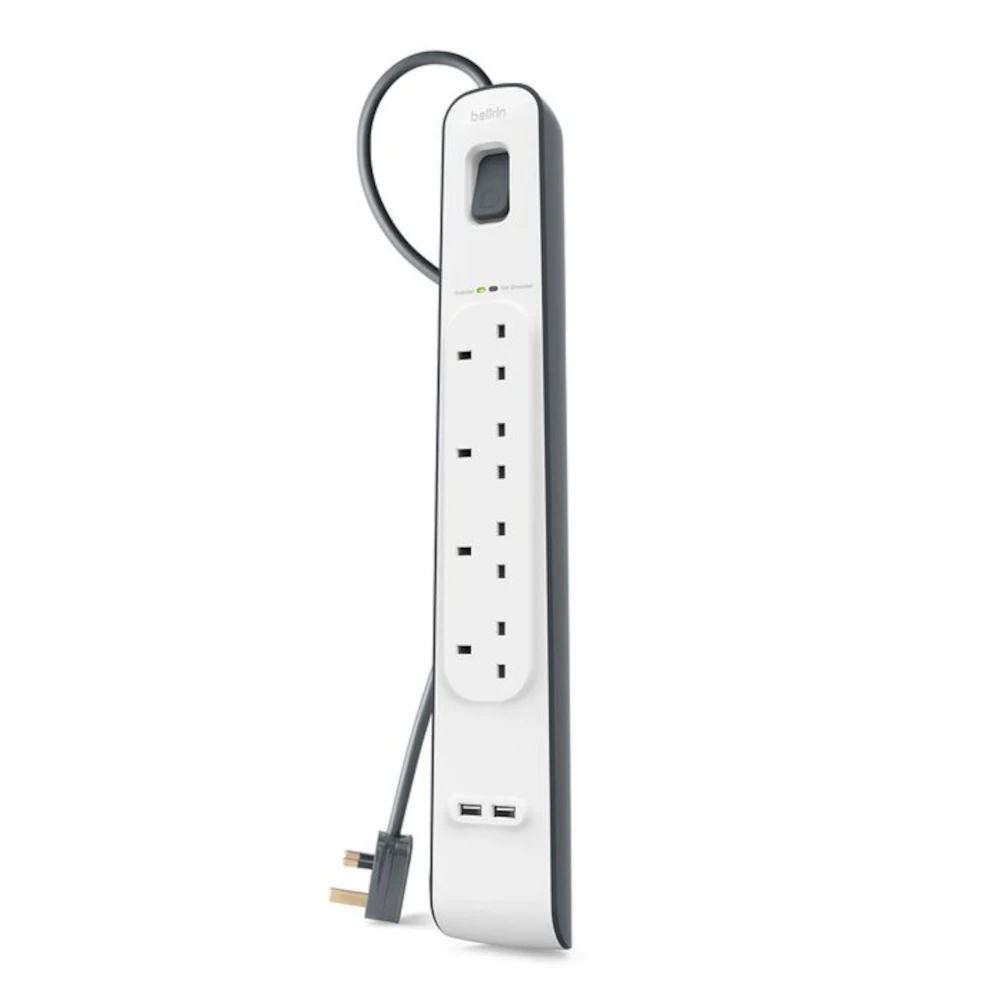 08410 (1) Belkin 4-outlet Surge Protection Strip With 2m Power Cord - Image 1