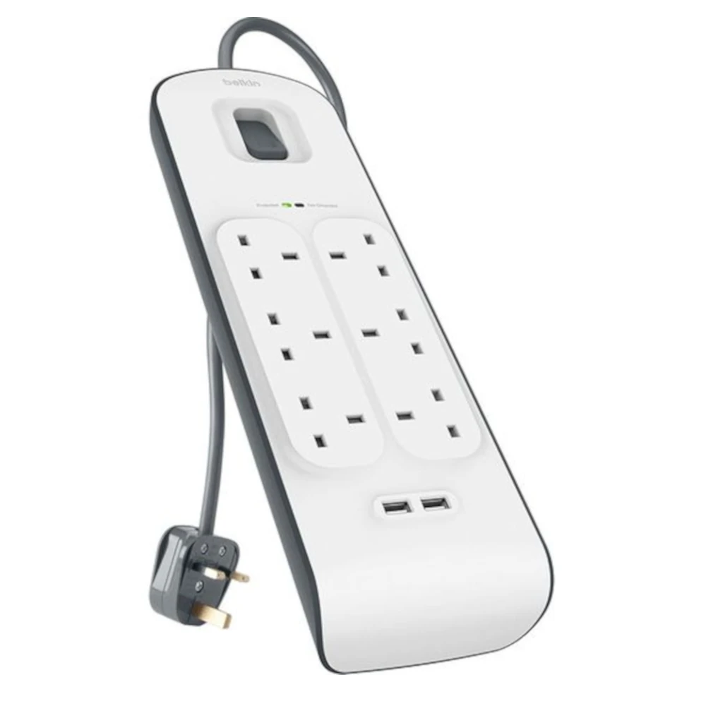465120 (1) BELKIN Surge Protected 6-Socket Extension Lead with USB - 2m - Image 1