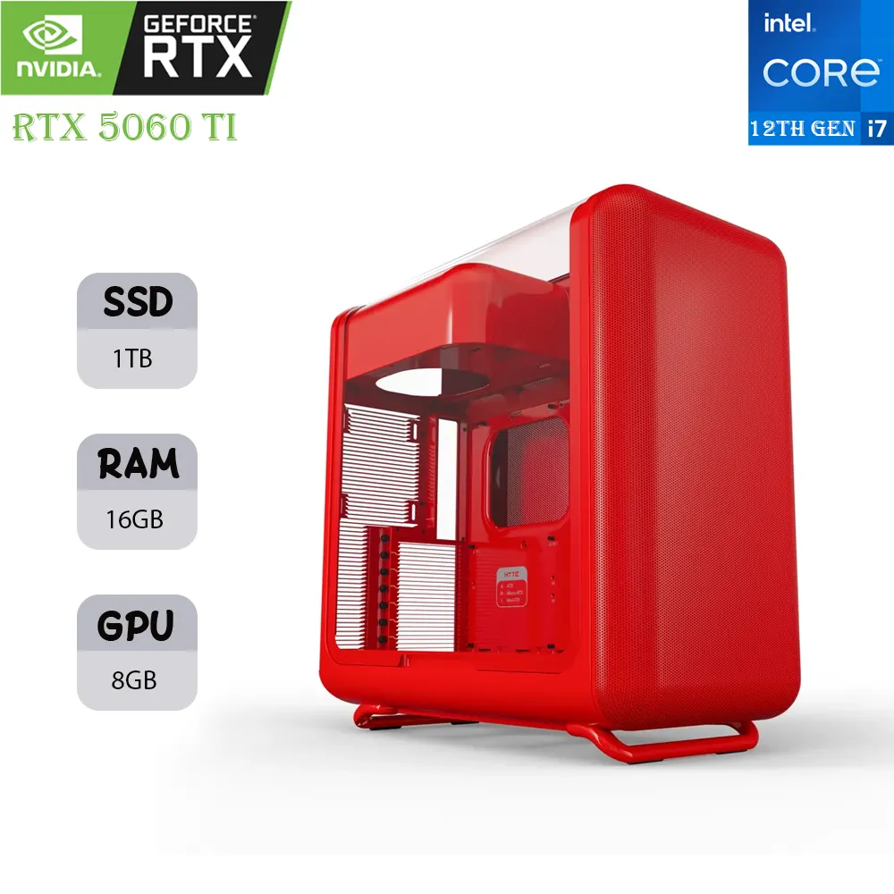 465165451654515454516541551 (1) HYTE X50 Gaming PC | INTEL I7-12K (12TH GEN) | RTX 5060 TI OC 8GB | 16GB RAM | 1TB SSD - Image 1