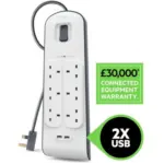 BELKIN Surge Protected 6-Socket Extension Lead with USB - 2m - Image 3