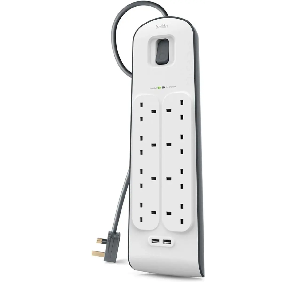 ⁦مشترك حماية من ارتفاع الجهد بيلكين سيرج بلس 8 منافذ مع منفذ USB-C⁩ - الصورة ⁦2⁩