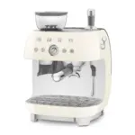 SMEG 50's Style Manual Coffee Machine with grinder & 20 Bar Pump - Cream Gloss - Image 2