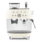 SMEG 50's Style Manual Coffee Machine with grinder & 20 Bar Pump - Cream Gloss