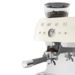 SMEG 50's Style Manual Coffee Machine with grinder & 20 Bar Pump - Cream Gloss - Image 6