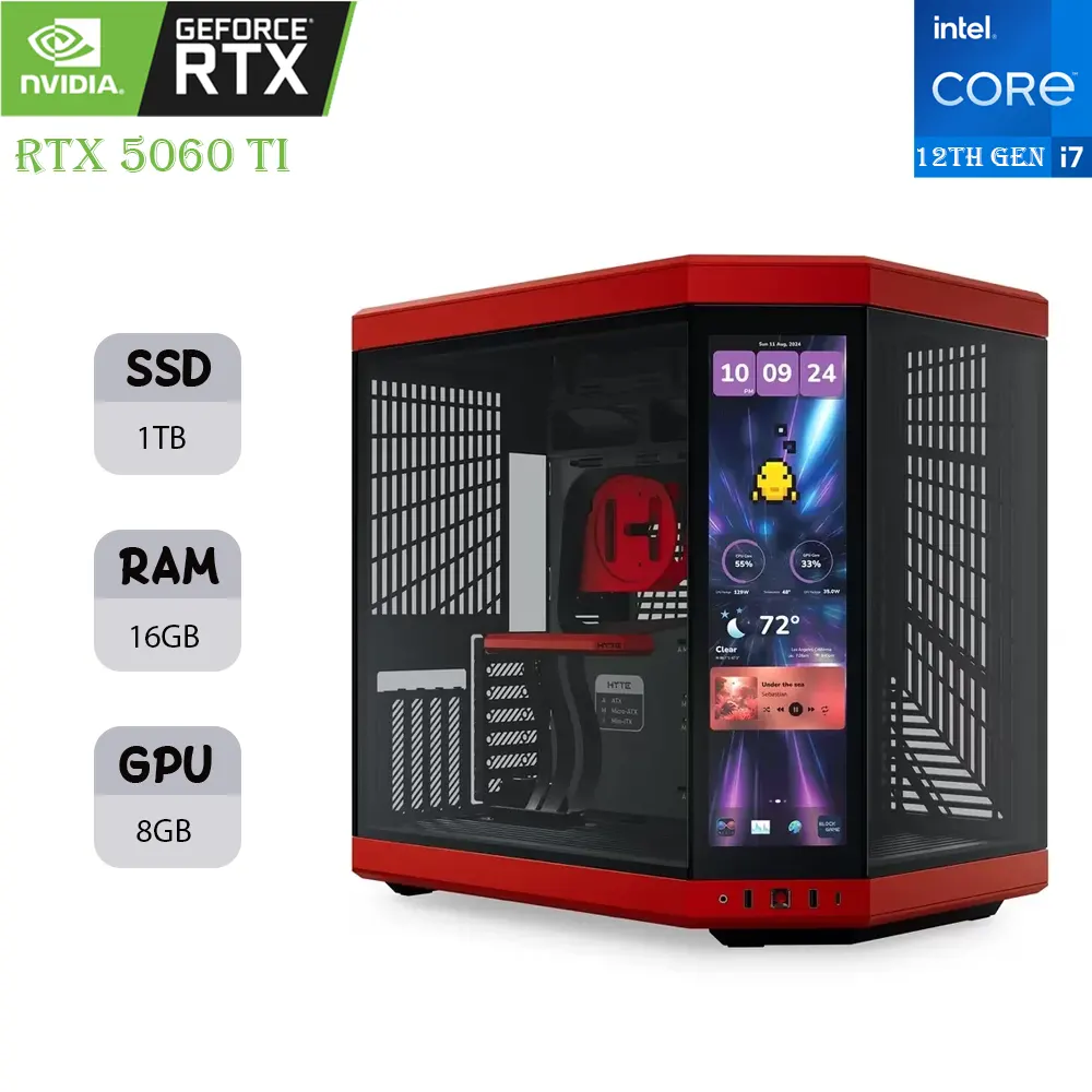 98541564484564 (1) كمبيوتر الألعاب HYTE Y70 | معالج INTEL I7-12700K (الجيل الثاني عشر) | كارت شاشة RTX 5060 TI OC 8GB | رام 16GB | مساحة تخزين 1TB SSD - الصورة 1