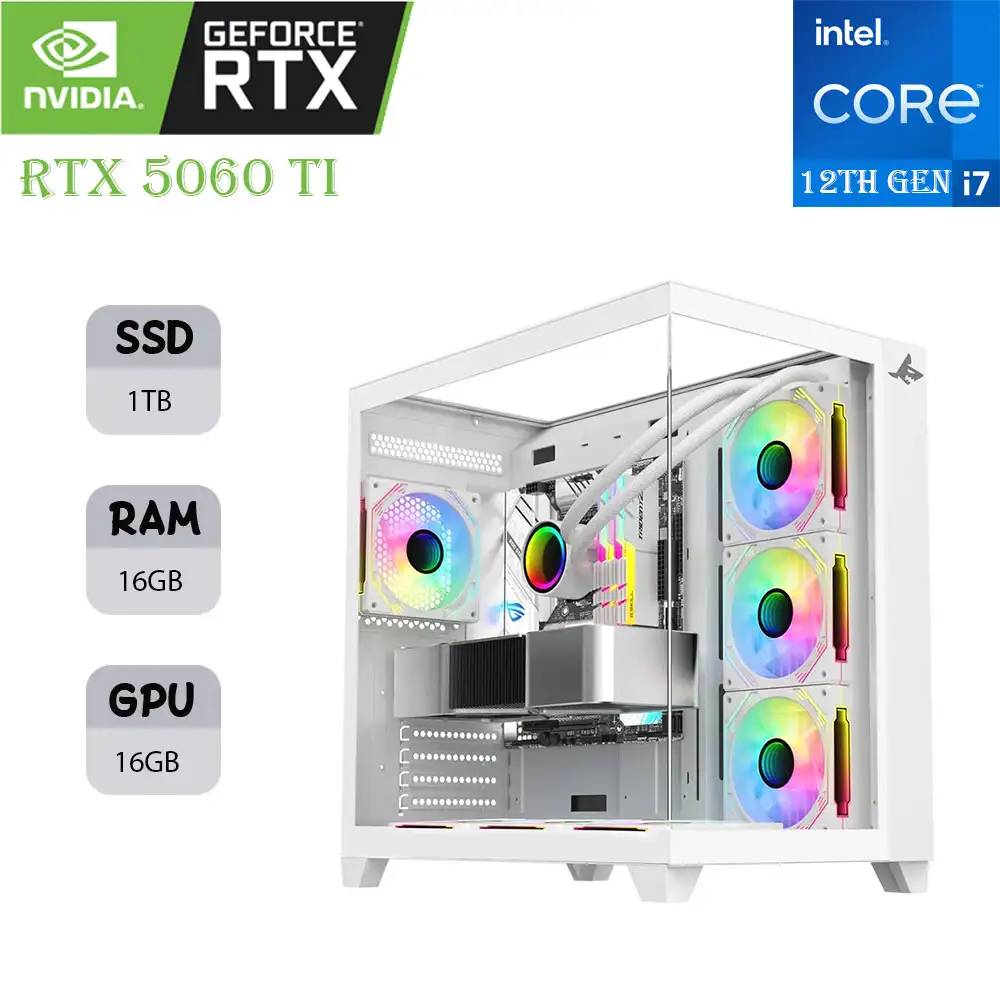 acszcdscs SHARX PROFIN GAMING PC | INTEL-I7 12k (12TH GEN) | RTX 5060 TI 16GB | 16GB RAM | 1TB SSD - Image 1