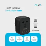 Pawa UK To Universal Travel Adapter Gan 20w - Black - Image 2