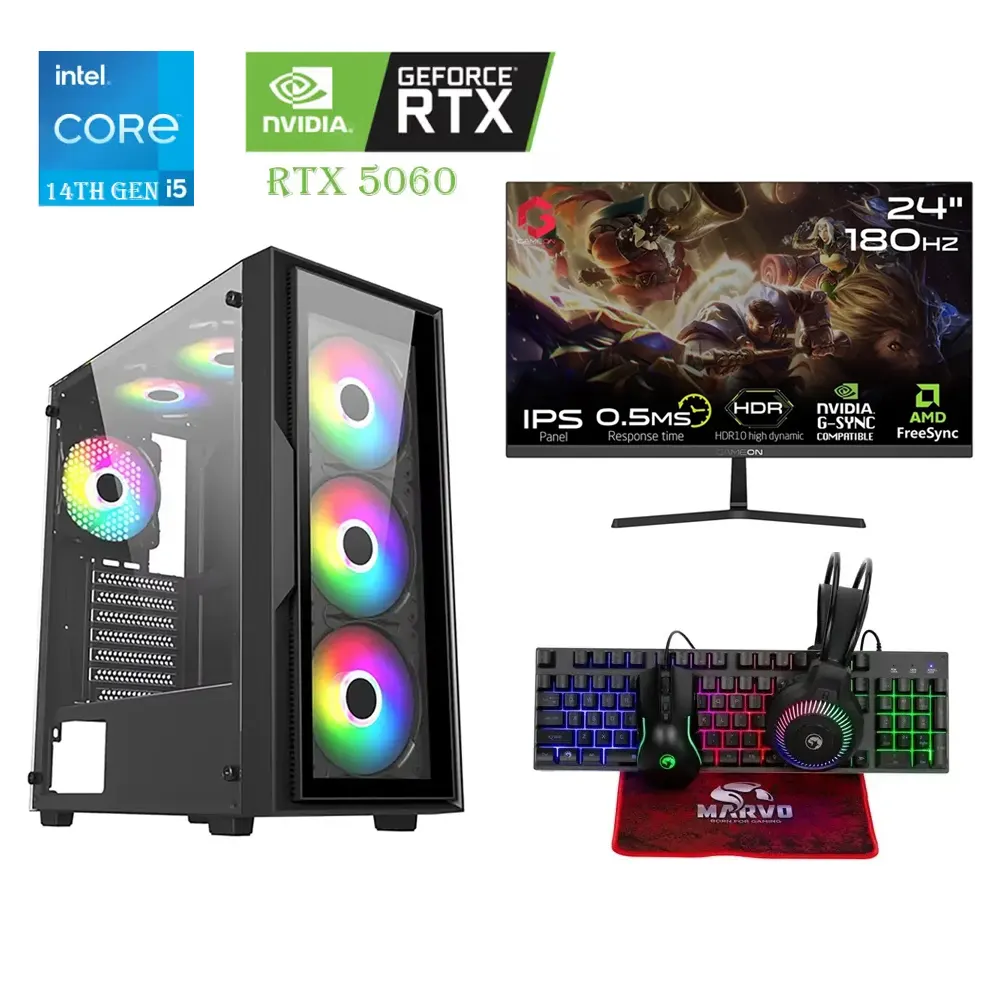 df Lovingcool LC-60II (Intel I5-14f RTX 5060OC 8GB) Gaming PC With Monitor And Gaming Kit Bundle - Image 1
