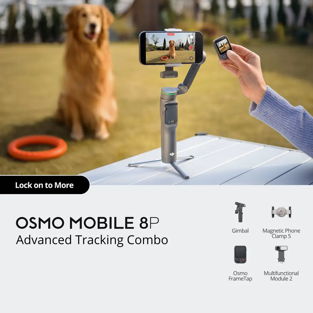 ⁦حزمة DJI Osmo Mobile 8P Advanced Tracking Combo⁩ - الصورة ⁦5⁩