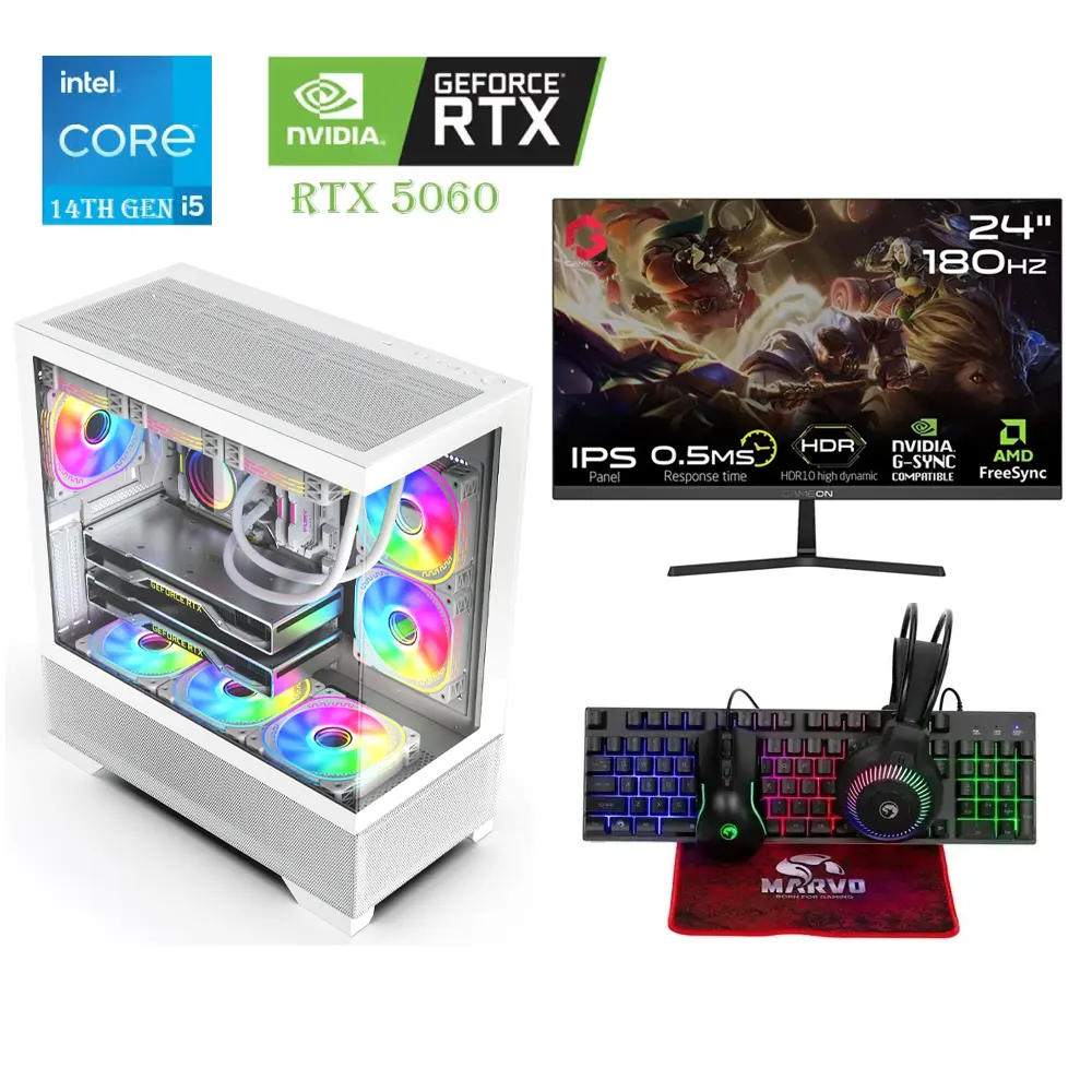 hcjd_1 Lovingcool LC-100J Pro Intel I5-14f RTX 5060 OC 8GB Gaming PC With Monitor And Gaming Kit Bundle - Image 1