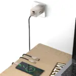 ⁦شاحن Pawa Retro بمنفذ USB مزدوج وقوة 3.1 أمبير بمعيار المملكة المتحدة (UK) مع كابل USB-A إلى USB-C - لون التيتانيوم⁩ - الصورة ⁦2⁩