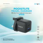 Pawa Pocketlite Travel Charger Pd+qc Port Gan UK Standard - Black - Image 3