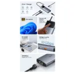 Baseus Metal Gleam II 6-in-1 USB HUB - Space Grey - (Open Box) - Image 4