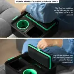CouchConsole Cup Holder with Phone Stand Tray - Dark Green - Image 4