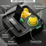 CouchConsole Cup Holder with Phone Stand Tray - Dark Green - Image 3