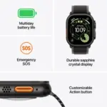 ⁦ساعة Apple Watch Ultra 3 GPS + Cellular مقاس 49 مم بهيكل من التيتانيوم الطبيعي مع سوار Trail Loop باللون الأزرق/الأزرق الفاتح – مقاس S/M⁩ - الصورة ⁦4⁩