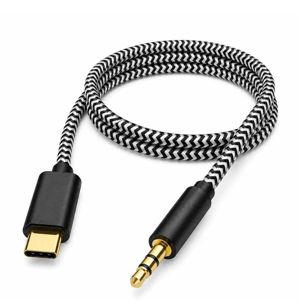 rkejrf كيبل Kimsun USB-C إلى AUX 3.5 مم مضفر - الصورة 1