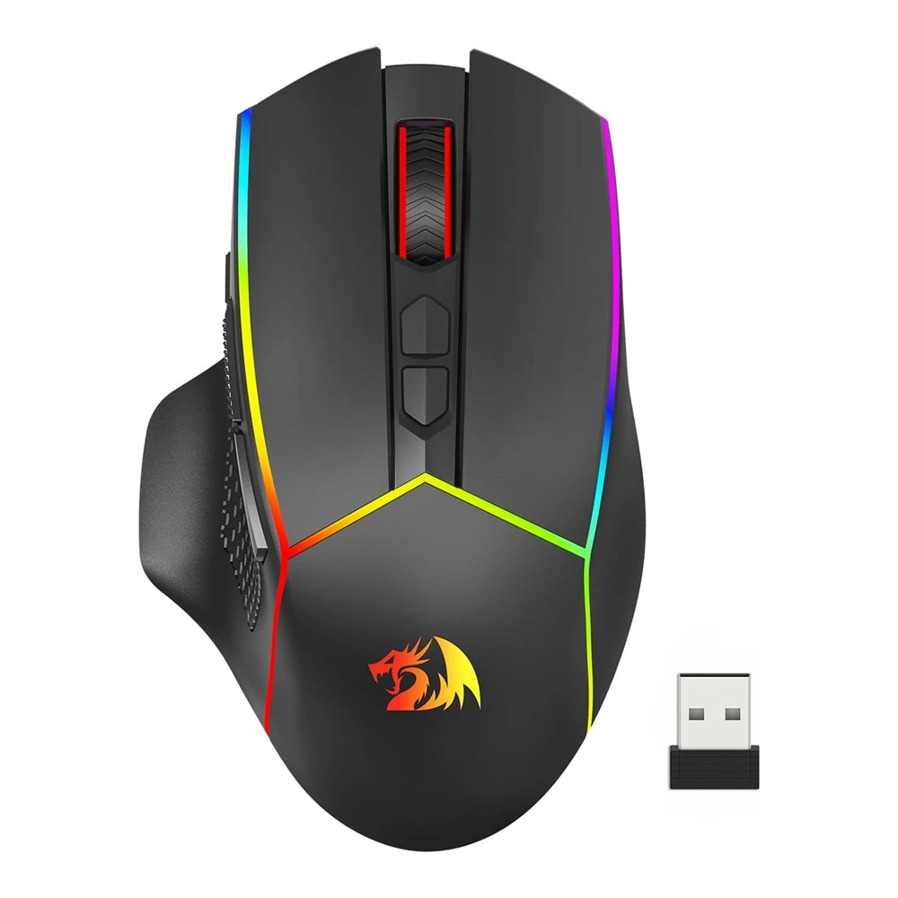 sx3213 Redragon M814 AXE PRO RGB Tri-Mode 2.4G/Wired/Bluetooth Gaming Mouse, 8,000 DPI - Black - Image 1