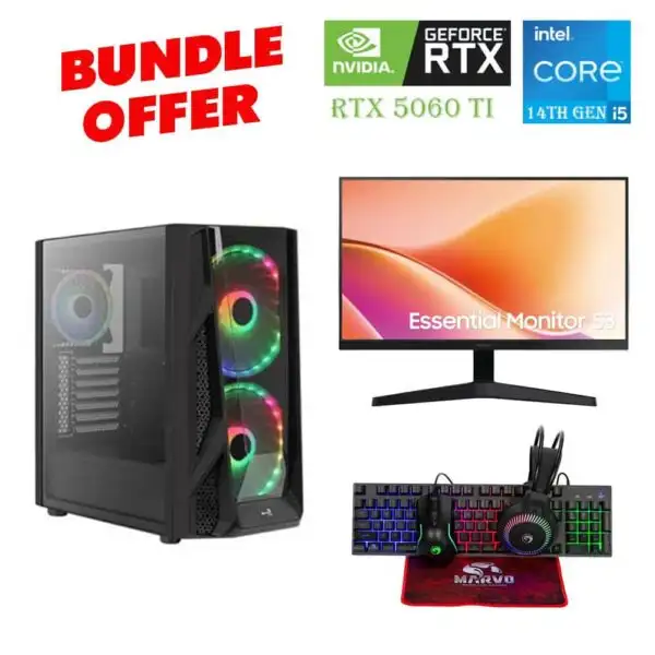PC Aerocool Intel I5-14f RTX 5060TI OC 8gb Gaming Pc + Samsung S3 Monitor and Gaming Desktop Combo (4-in-1) - Bundle