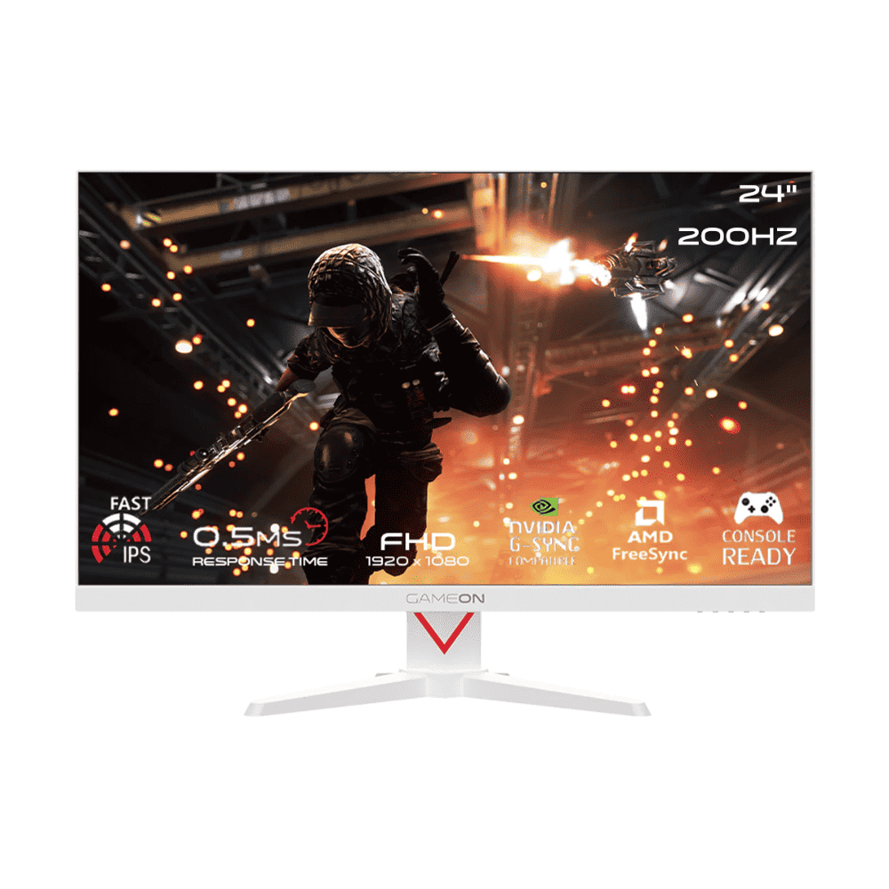 addasfdsfsdkjn شاشة ألعاب جيم أون سلسلة ماركسمان 24 بوصة FHD، 200 هرتز، MPRT 0.5 مللي ثانية، HDMI 2.1، لوحة Fast IPS (تدعم PS5) - أبيض - الصورة 1