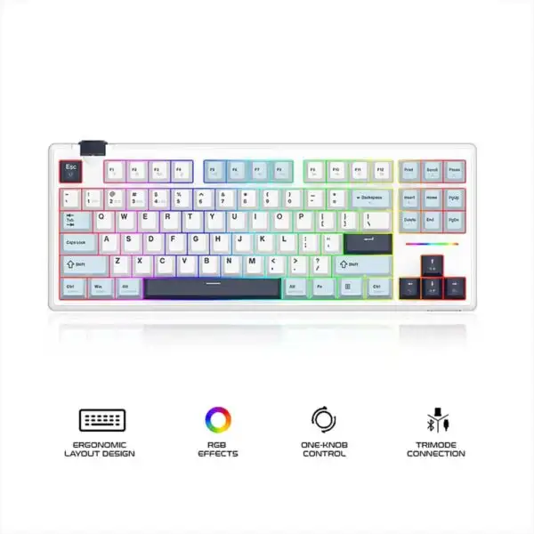 REDRAGON Cyclone Pro Wireless Gaming Keyboard - White