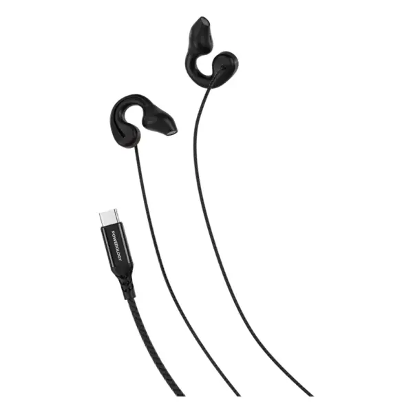Powerology Voro Earhook USB-C Wired Earphones - Black