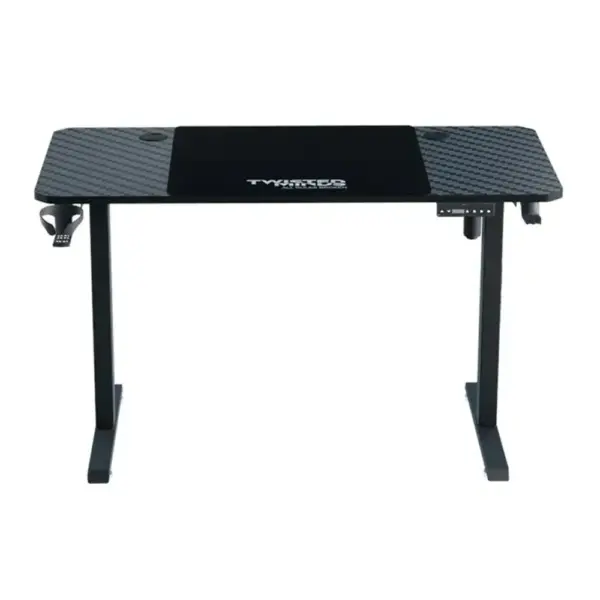 Twisted Minds Paradox Adjustable Gaming Desk, 120x60 cm, with Cup Shelf, Headphone Hook, Mousepad - Black