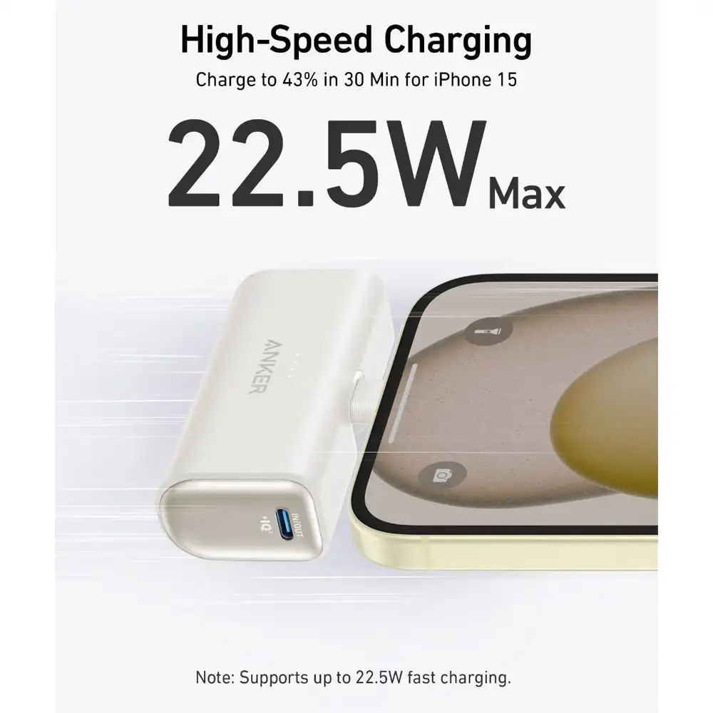 ⁦أنكر نانو باور بنك 5000 مللي أمبير 22.5 واط مع موصل USB-C مدمج<br/>⁩ - الصورة ⁦2⁩