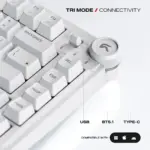 Cybeart Nighthawk 75 Wireless MkII Pre-Lubed Switches Tri-Mode Gaming Keyboard - White - Image 3