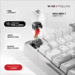 Cybeart Nighthawk 75 Wireless MkII Pre-Lubed Switches Tri-Mode Gaming Keyboard - White - Image 4