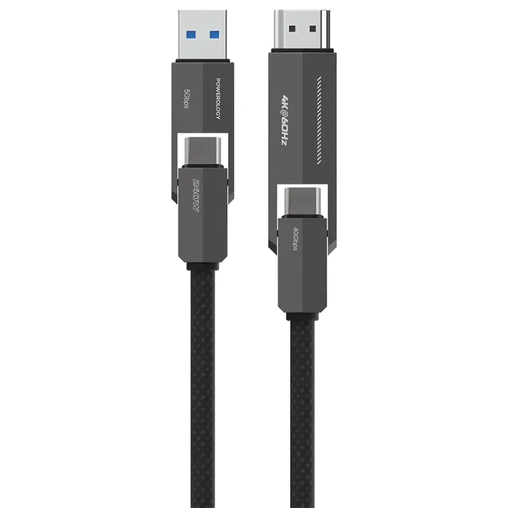 pketg Powerology Vion 4-In-1 Charging & Data Transfer Cable - Black - Image 1