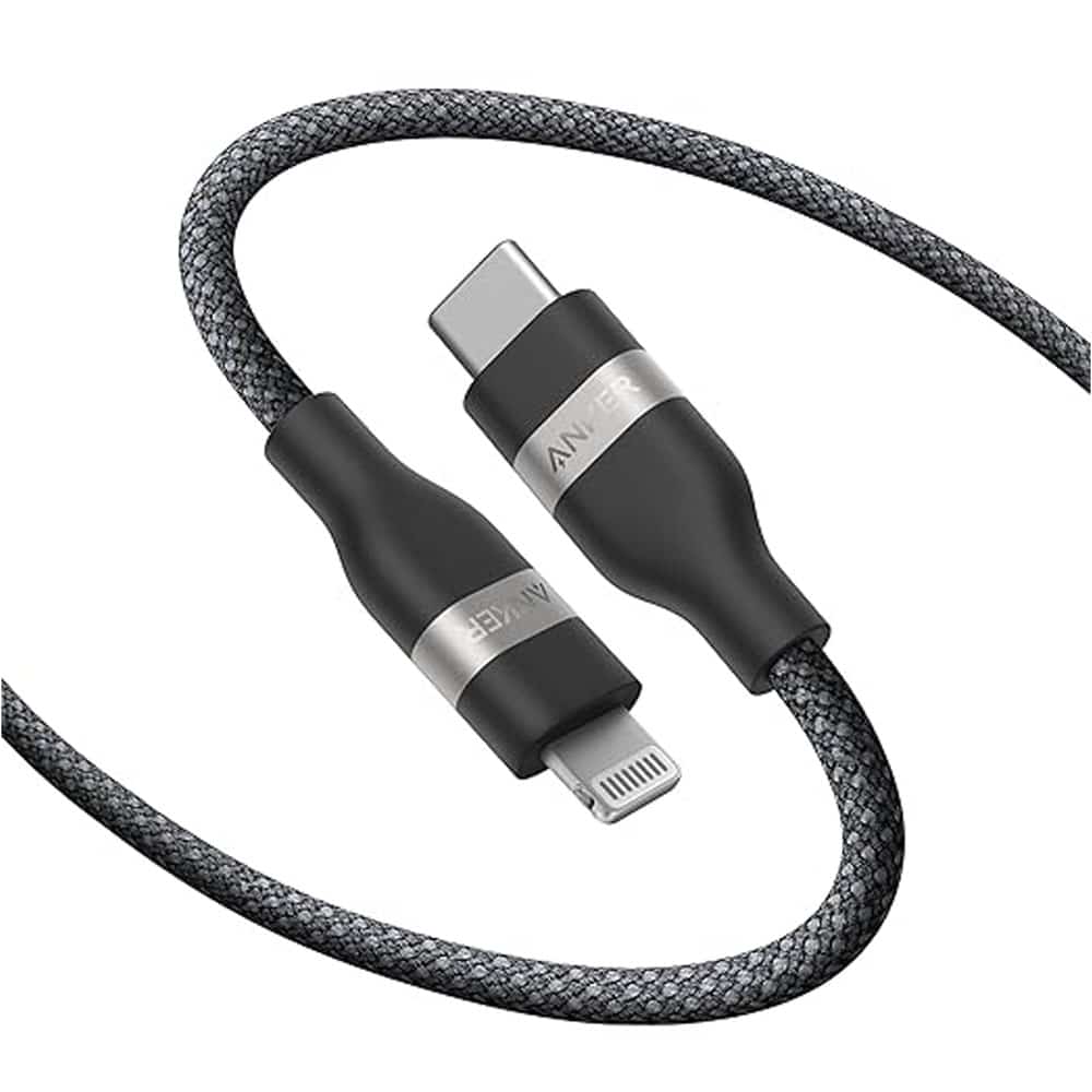 sdhfiushd (1) كابل أنكر من USB-C إلى Lightning بطول 6 أقدام (1.8 متر) – تصميم مضفر ومتين - أسود<br/> - الصورة 1