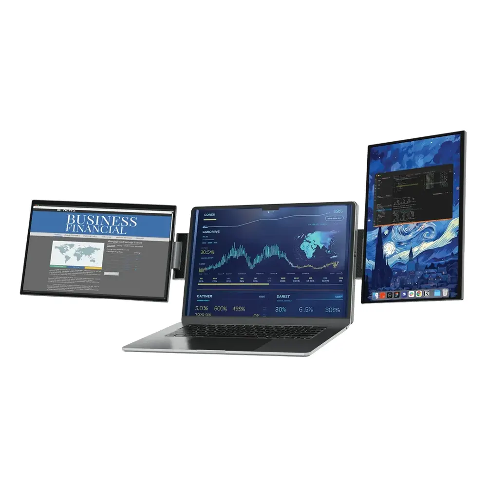 9456151152 (1) Powerology SkyFold 14" Dual Display Laptop Monitor - Black - Image 1