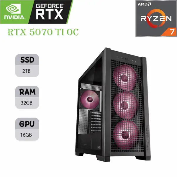 ASUS TUF GAMING PC | AMD RYZEN 7 9800X3D 8-CORE | RTX 5070 TI OC 16GB | 32GB RAM | 2TB SSD