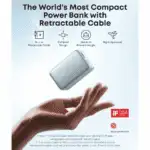 ⁦باور بنك أنكر نانو سعة 10,000 مللي أمبير بقوة 45 واط مع كابل USB-C قابل للسحب - لون أخضر⁩ - الصورة ⁦3⁩
