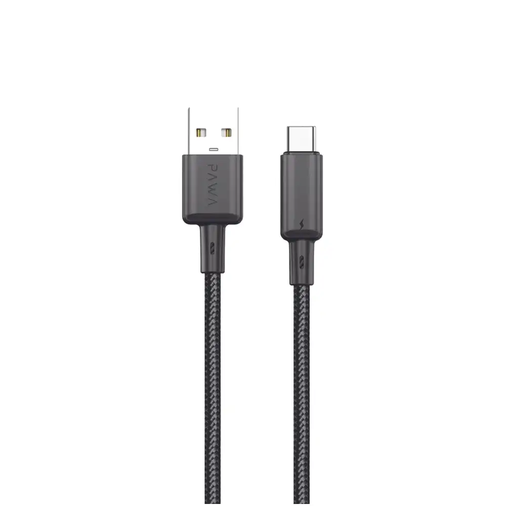 aesfcawf PAWA 3A USB-A TO TYPE-C Quick Charging Braided Cable PW122 - Black - Image 1