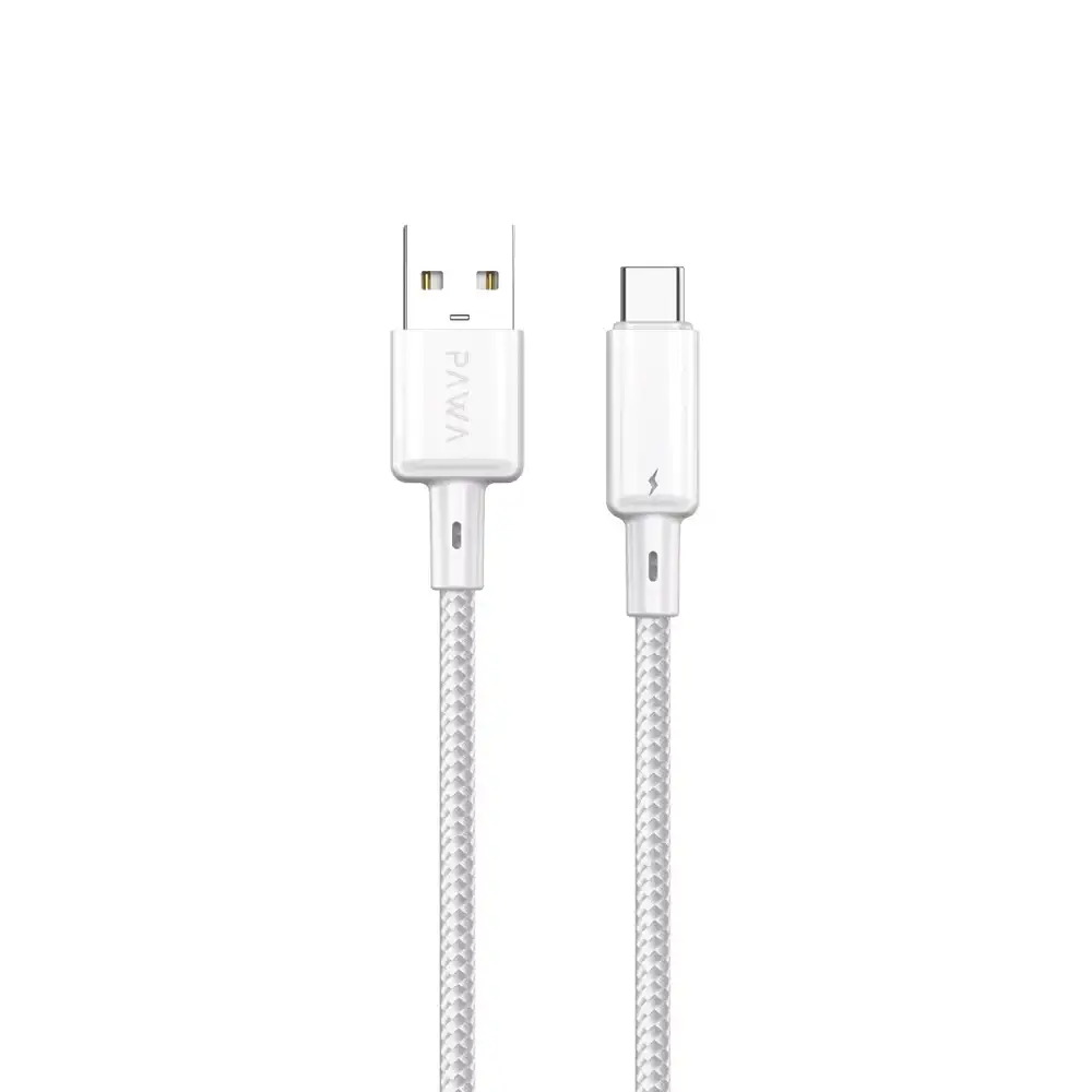 arwgersgverg PAWA 3A USB-A TO TYPE-C Quick Charging Braided Cable PW122 - White - Image 1