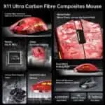 ATTACK SHARK X11 Ultra Wireless Gaming Mouse - Red - Image 4