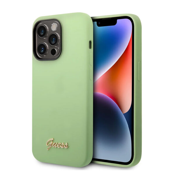 Guess Silicone PC Camera Script Logo Hard Case for iPhone 14 Pro (6.1") - Green