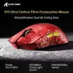 ATTACK SHARK X11 Ultra Wireless Gaming Mouse - Red - Image 3