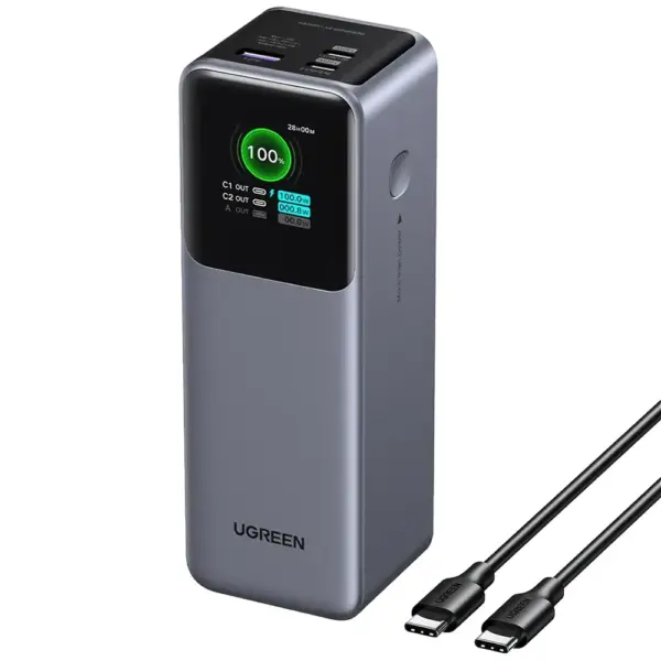 UGREEN Nexode Power Bank 25000mAh 200W with Smart Digital Display - Gray