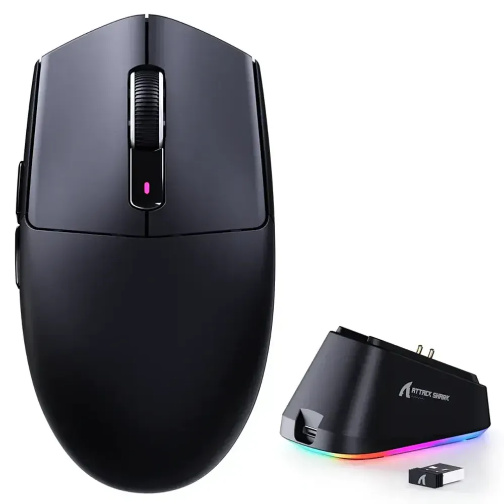 kjedw2 Attack Shark G3 Pro Tri-mode Wireless Gaming Mouse With Charge Dock 25000 Dpi Ultra Lightweight - Black - Image 1