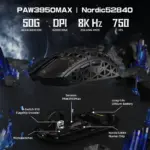 Attack Shark R5 Ultra Carbon Fiber Wireless 8k Paw3950max Gaming Mouse - Black - Image 4