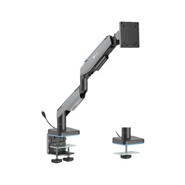 Gamertek Pivot Single RGB Monitor Arm, (Fit Screen Size 17" - 49") - Black