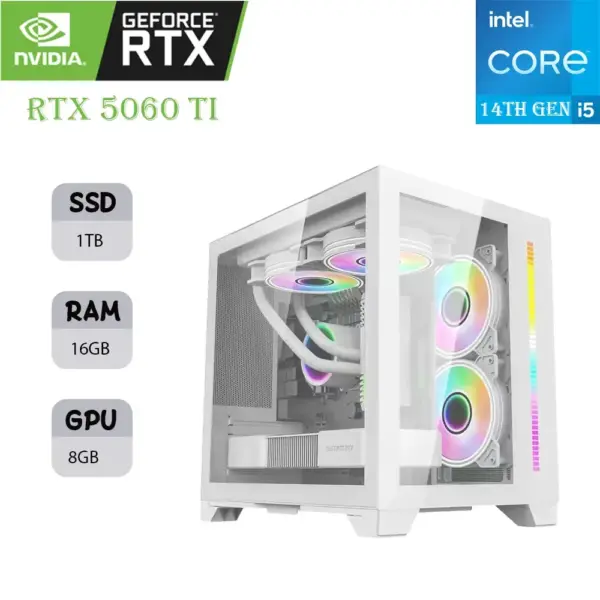 Loivngcool Lc-ld Gaming Pc | Intel I5-14f Gen | Rtx 5060ti Oc 8gb  | 16gb RAM | 1tb SSD