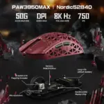 Attack Shark R5 Ultra Carbon Fiber Wireless 8k Paw3950max Gaming Mouse - Red - Image 4