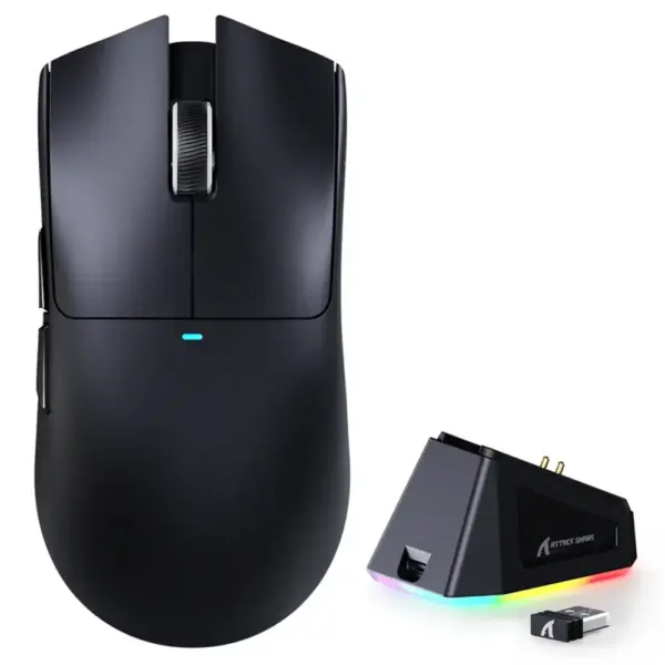Attack Shark X11 Wireless Gaming Mouse With Charging Dock - Black