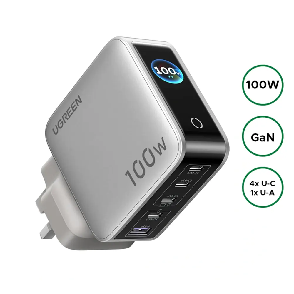 lkwewd UGREEN 100W Nexode Pro 5-Port GaN Fast Charger with Smart Display UK - Image 1