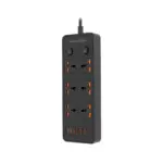Porodo Blue 6 AC - Dual Switch Power Strip - Black