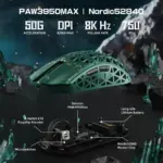Attack Shark R5 Ultra Carbon Fiber Wireless 8k Paw3950max Gaming Mouse - Green - Image 5